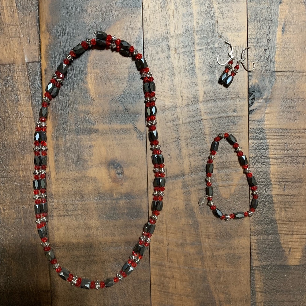 Red, Black, & Silver Magnetic Jewelry Set